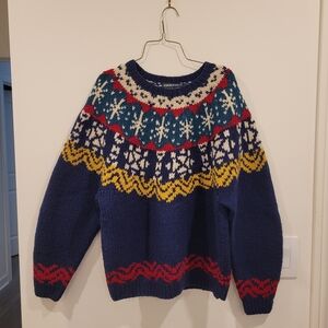 American Eagle Outfitters Nordic Wool Sweater - Blue, Red, White